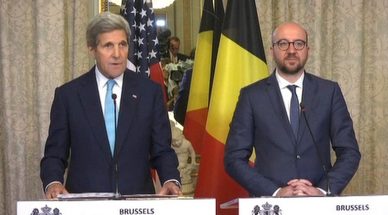 رئيس الوزراء البلجيكي شارل ميشيل ووزير الخارجية الأمريكي جون كيري