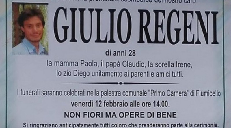 «الشيوخ الإيطالي» يعلن تضامنه مع عائلة ريجيني.. ويصر على استدعاء سفير بلاده