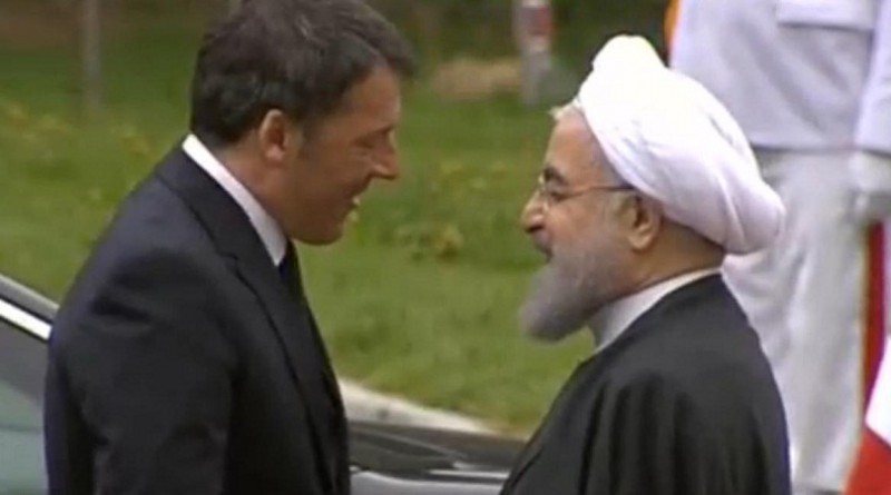 رئيس الوزراء الإيطالي ماتيو رينتسي والرئيس الإيراني حسن روحاني في روما