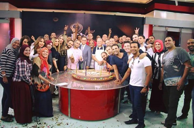 سهام صالح مع أكرم حسني وشريف عامر في حفل "ام بي سي" بمرور 25 سنة