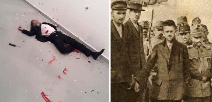 غافريلو برينسيب بعد اعتقاله وميفلوت ألتيناس بعد مقتله