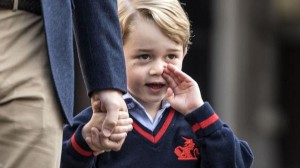 Prince George in his first day at Thomas' CREDIT: PA