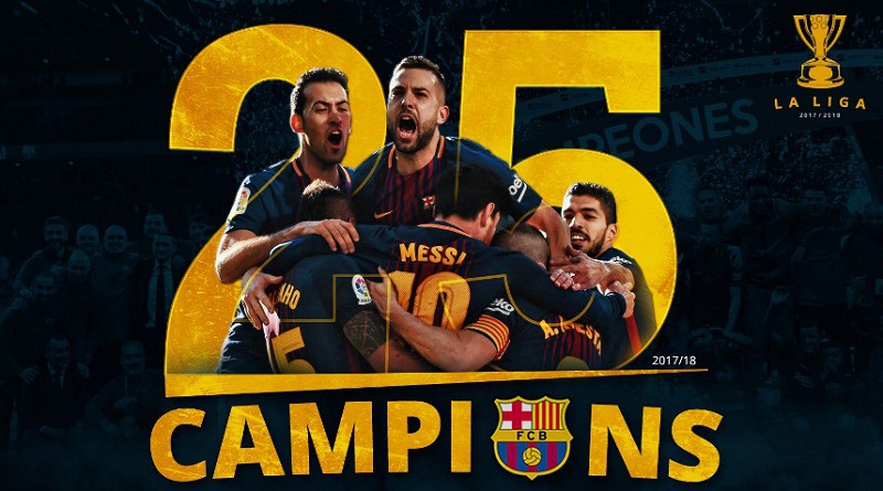 بالفيديو ... برشلونة يتوج بطلاً للدوري الإسباني للمرة الـ25