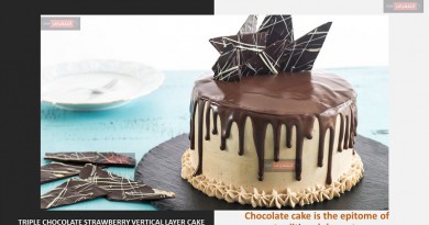 TRIPLE CHOCOLATE STRAWBERRY VERTICAL LAYER CAKE