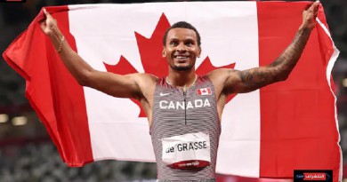العدّاء الكندي أندري دي غراس يفوز بالذهبيّة في سباق 200 متر